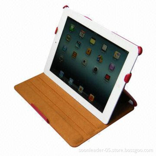 Luxury Convertible leather Flip Case for the new ipad, red color